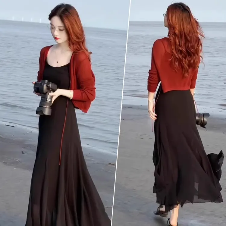 La babite披肩搭连衣裙女2025夏季新款时髦洋气显瘦吊带裙两件套