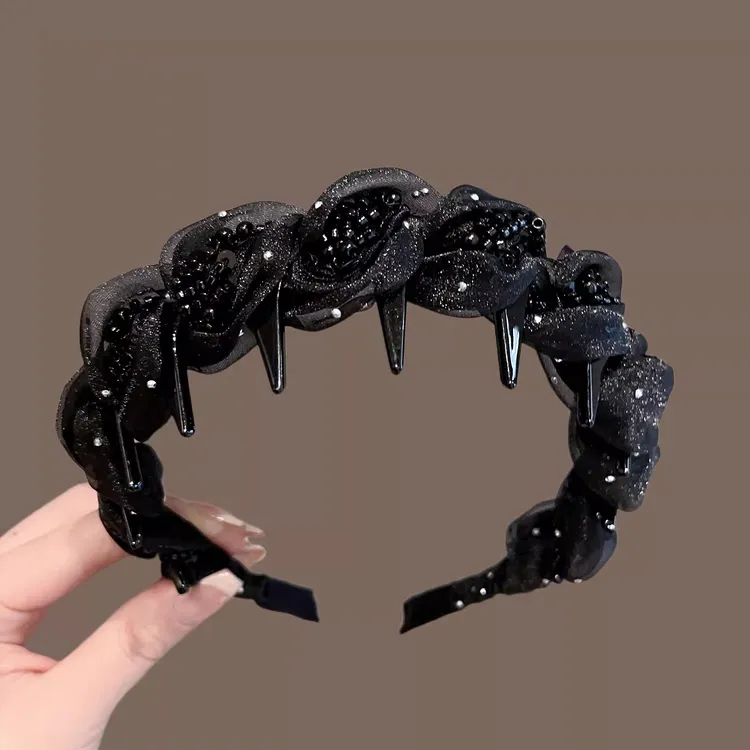 麻花辫发箍高颅顶轻奢带齿头箍女款高级感时尚洋气串珠发捆头饰女