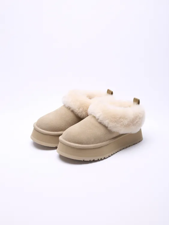 【XBOSS】冬季新款不掉跟塔茨勒高丝光牛反绒羊毛防滑雪地靴女