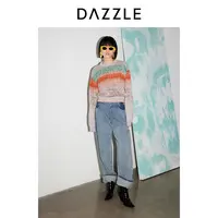 DAZZLE地素毛衣24春彩色针织长袖圆领2I1E436
