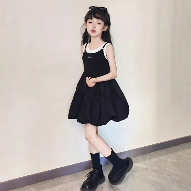 女童夏装裙子2025新款小女孩洋气炸街连衣裙女宝秋装学院风花苞裙