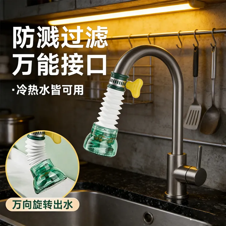 厨房可旋转水龙头万向转换头洗菜盆延伸器洗碗池防溅水神器通用