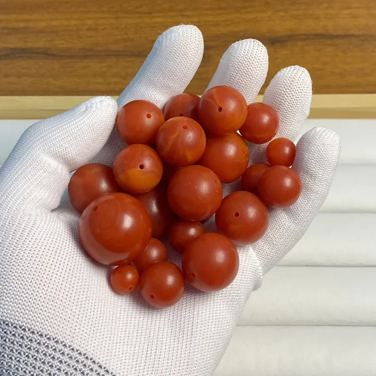 【二代优选】老料红飘花圆珠散珠DIY配饰配件