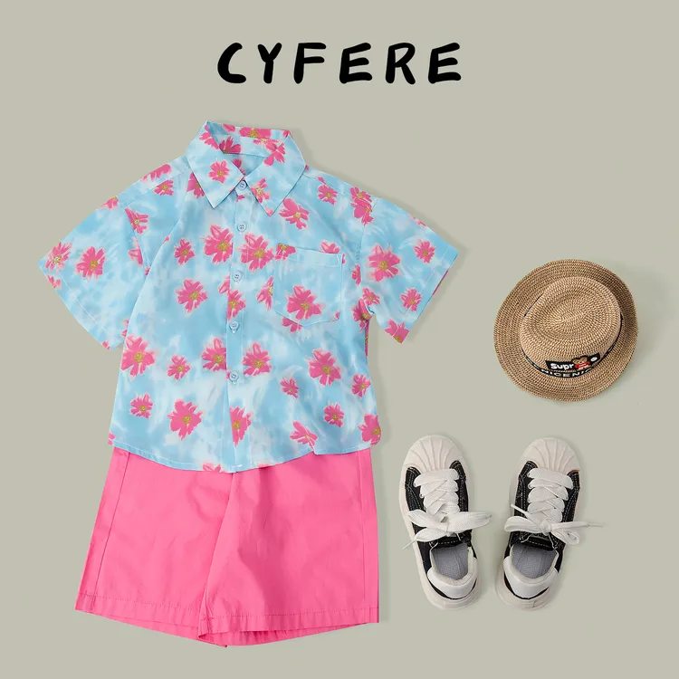 CYFERE【多彩童年】男衬衫夏季儿童休闲衬衫印花短袖T570528