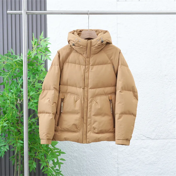 冬季男士品牌撤柜剪标鹅绒加厚宽松保暖纯色休闲连帽羽绒服4Y158