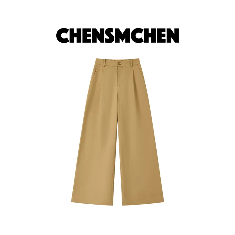 CHENSMCHEN 100棉时尚纯色简约休闲裤女宽松显瘦阔腿裤CSK6904JX
