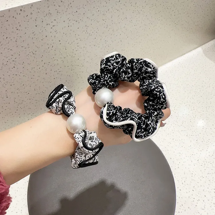 气质碎花珍株小肠圈发圈女发量少扎马尾发绳头绳皮筋丸子头发饰