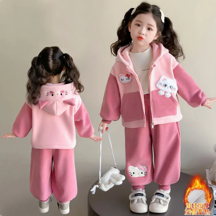 女童套装秋冬2025新款儿童洋气时髦奥粒绒加绒加厚冬装保暖两件套