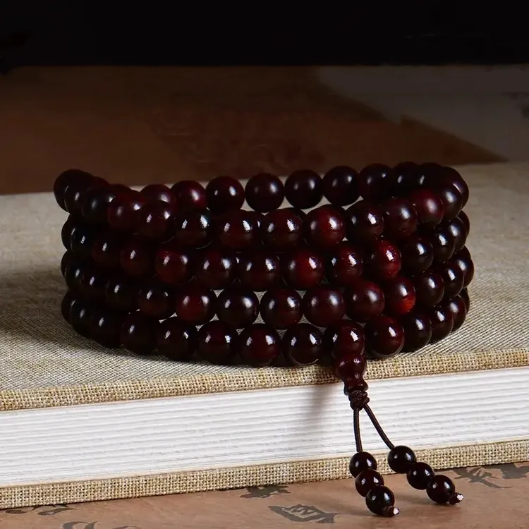 正宗印度小叶紫檀108颗多圈手链老料檀香木文玩佛珠高密紫檀手串