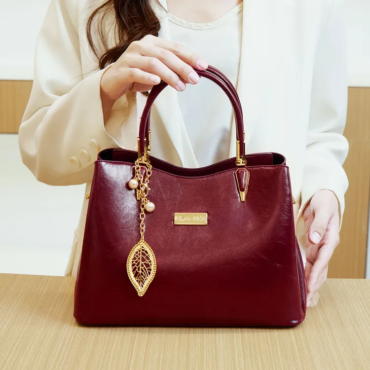 气质轻奢婆婆通勤风拉链手提包日常可背的婚包妈妈包百搭女士包