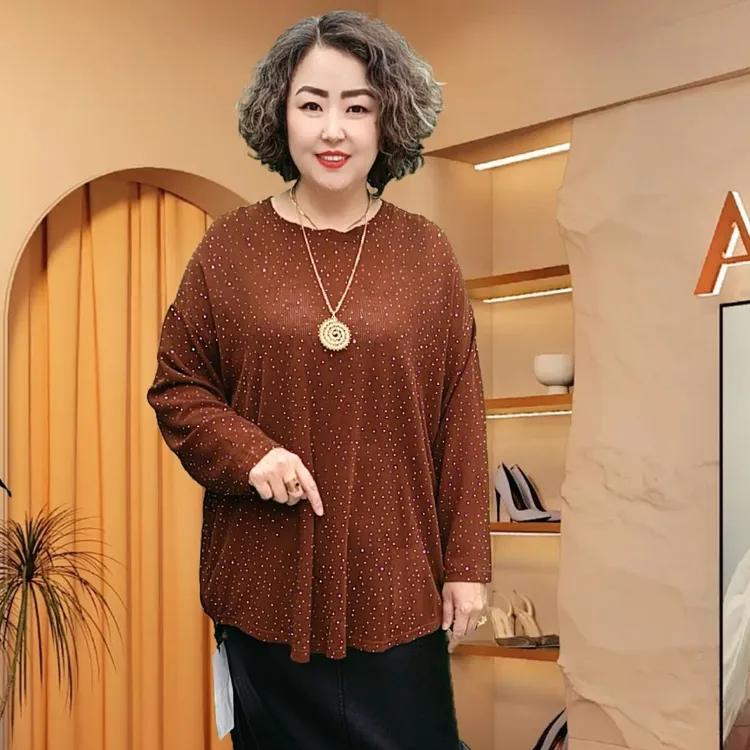 秋冬新款宽松时尚百搭圆领长袖T恤