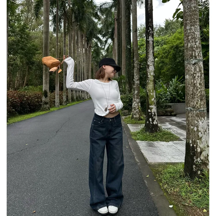 Our2【压线牛仔裤】百搭设计感直筒洗水牛仔裤【L4605】