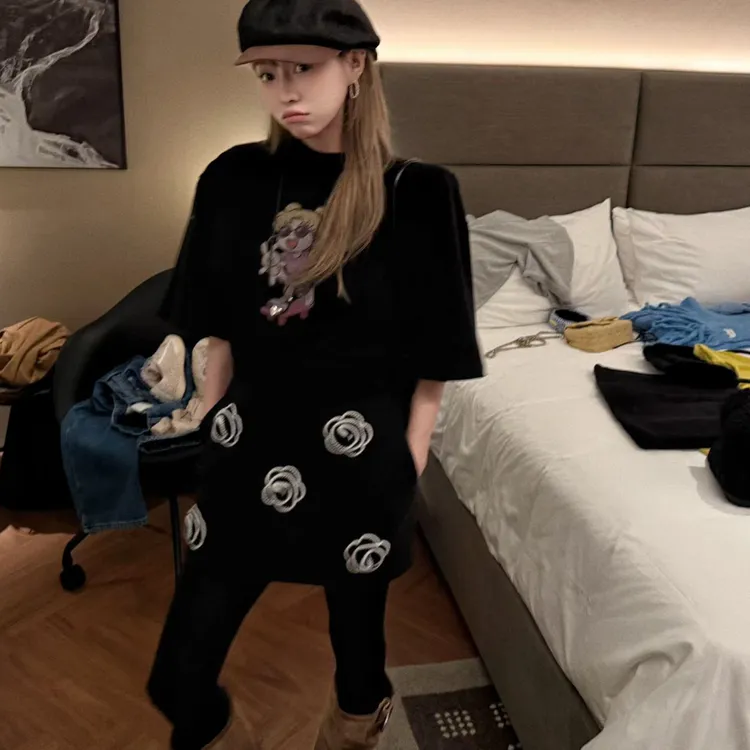 GOD正版财神家2025年冬季新款洋气百搭毛呢重工花朵刺绣半裙女
