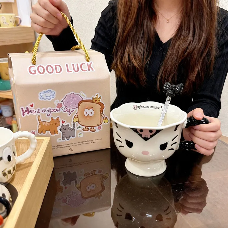 库米ins杯子可爱马克杯高颜值陶瓷生日礼物水杯女生情侣伴手礼gs