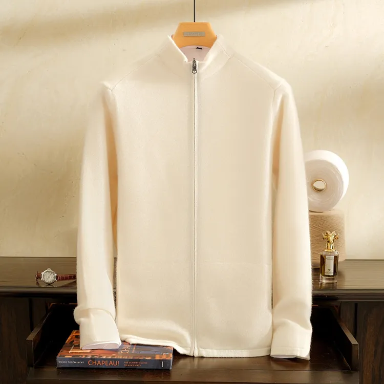 男款户外运动休闲商务风纯羊绒开衫