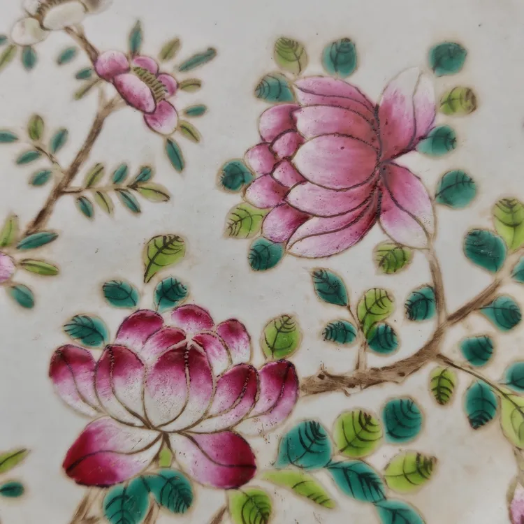 大雅斋，细路，蝶恋花赏盘全手绘，全美品，画工精细