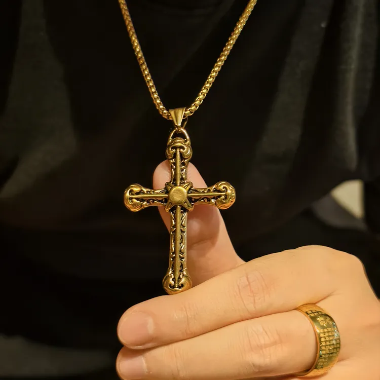 钛钢项链 欧美不锈钢项链十字架经典男款钛钢时尚项链潮男个性