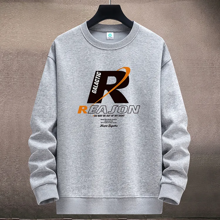 圆领卫衣男宽松休闲青年加绒加厚套头秋冬款学生宽松大码长袖外套