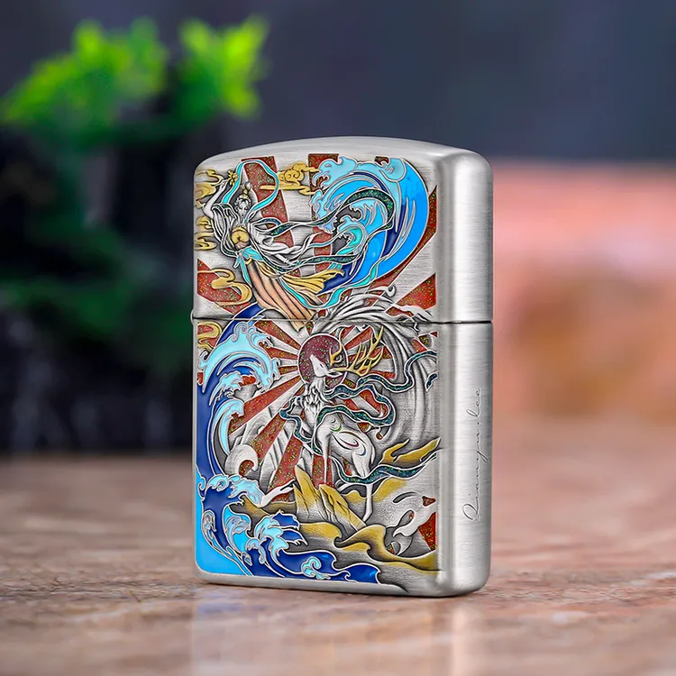 ZIPPO打火机千语九色鹿防风煤油送男生礼物国风原装填漆礼盒DYJ1