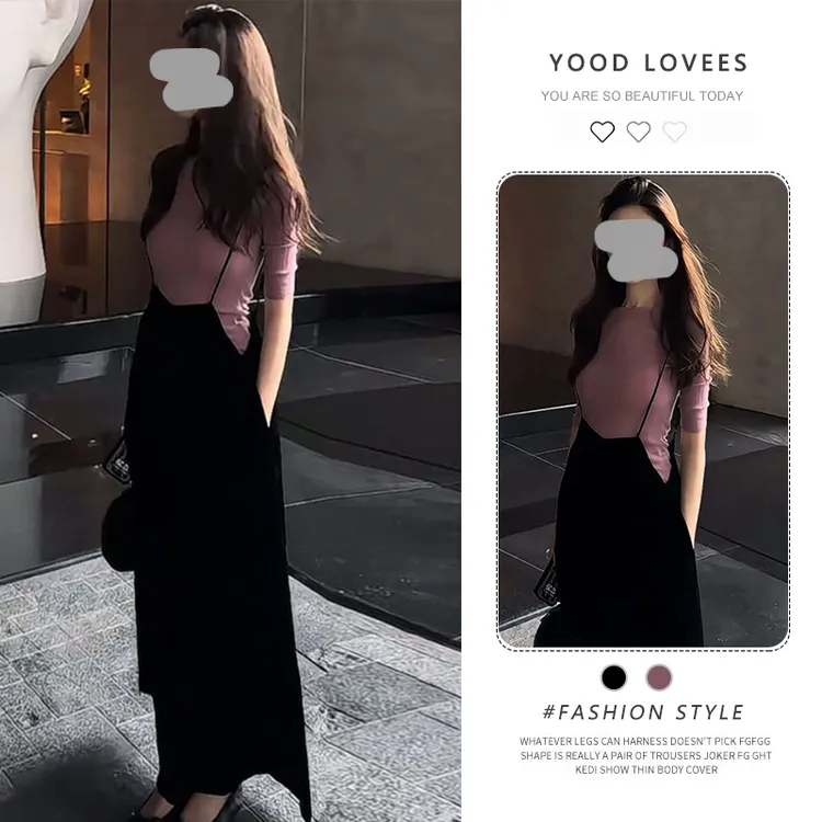 巨好看夏装一整套轻奢高级感女人味上衣大方得体黑色背带裤套装