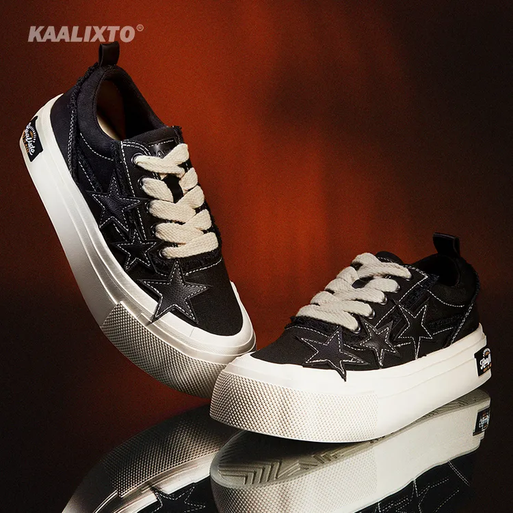 【老宋专属】Kaalixto经典黑色星星鞋帆布鞋国潮低帮厚底百搭