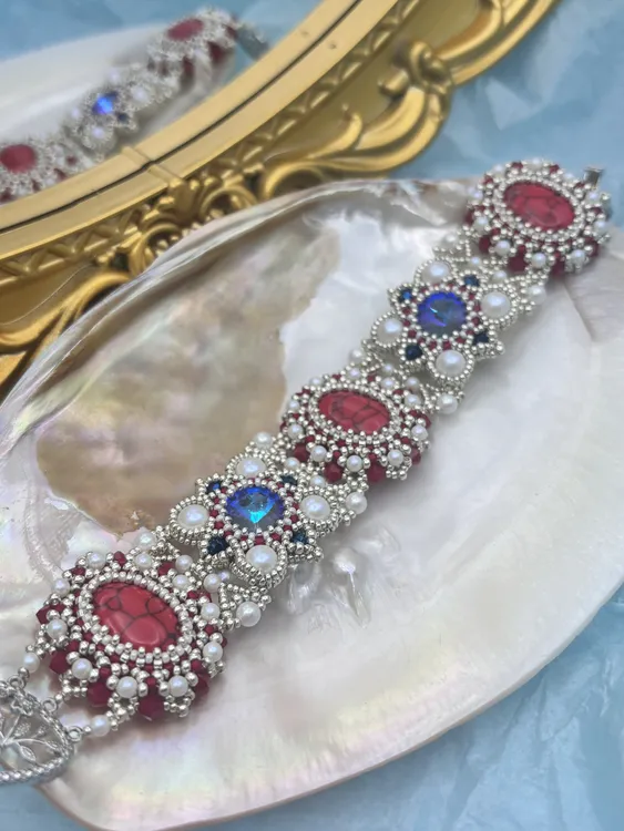 琯霞绮梦原创手链松石材料包 御幸米珠手链成品定制