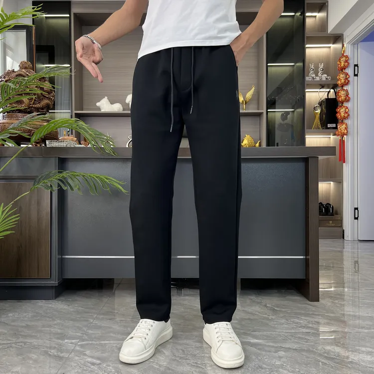 刺绣裤子中腰吸汗时尚春季休闲裤男直筒裤春秋保暖615