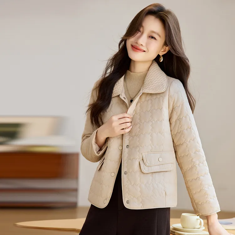 设计感小个子波浪形宽松短款棉服外套2025冬季新款洋气百搭棉衣女