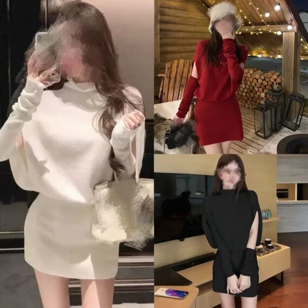 【韩系姐姐】大码轻熟风立领收腰连衣裙8142