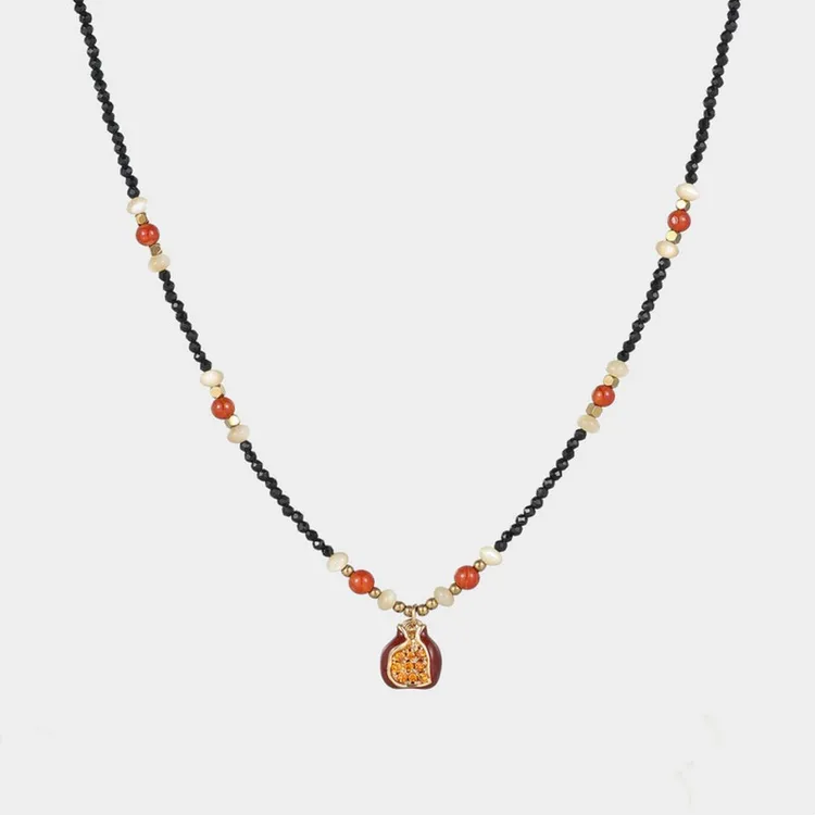 钛钢石英石项链 [夜石榴]十六原创设计手工串珠复古百搭毛衣链女