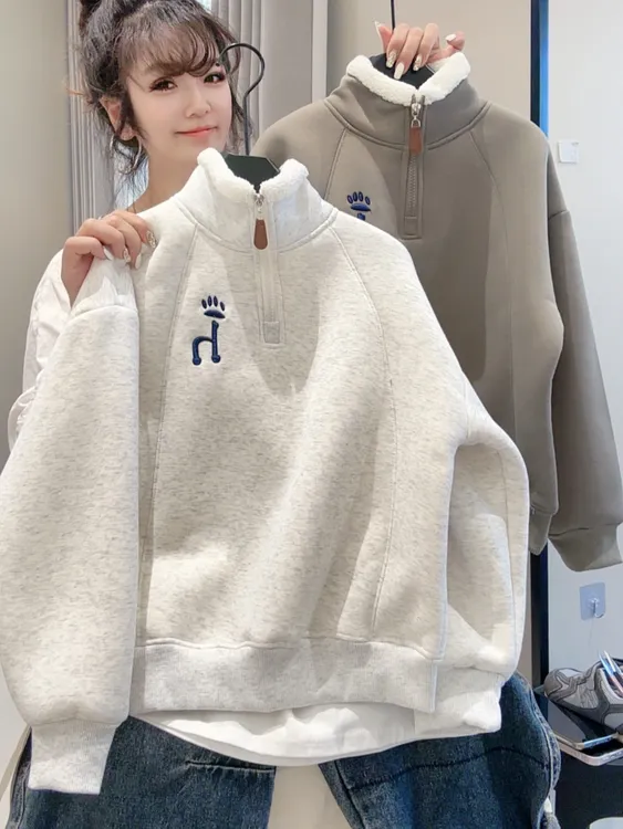 男童加绒加厚防风卫衣冬2025新款儿童立领加厚上衣中大童保暖长袖