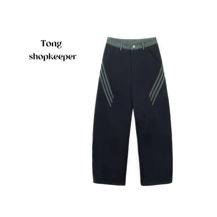 QJ/彤掌柜1682943 冬季2025加绒老钱裤基础卫裤设计斜条纹休闲裤