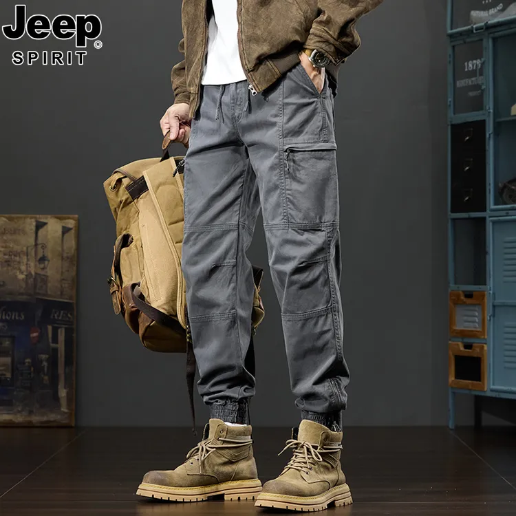 JEEP吉普秋冬季工装裤男宽松运动裤子男美式复古多口袋男士休闲裤