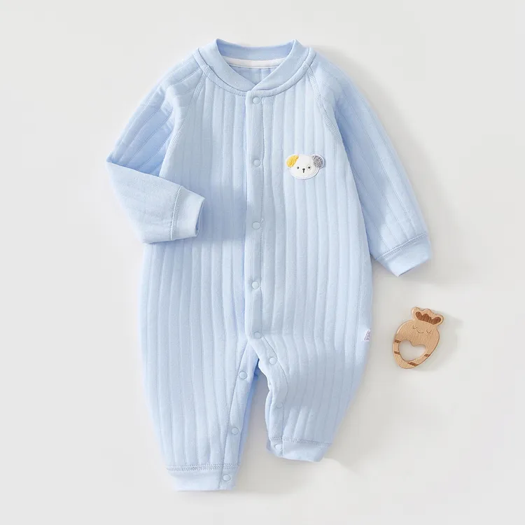 婴儿保暖连体衣纯棉无骨长袖春秋装新生儿衣服宝宝冬季夹棉内衣服