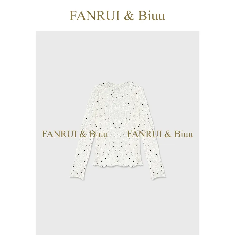 FANRUI/泛芮「贝贝biuu」波点洋气木耳边高级感百搭打底上衣B17989