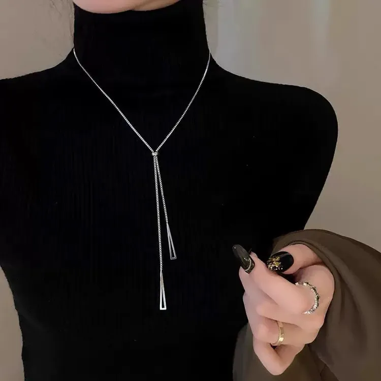 钛钢项链 【不掉色】时尚秋冬毛衣链女新款项链轻奢百搭简约长款ins