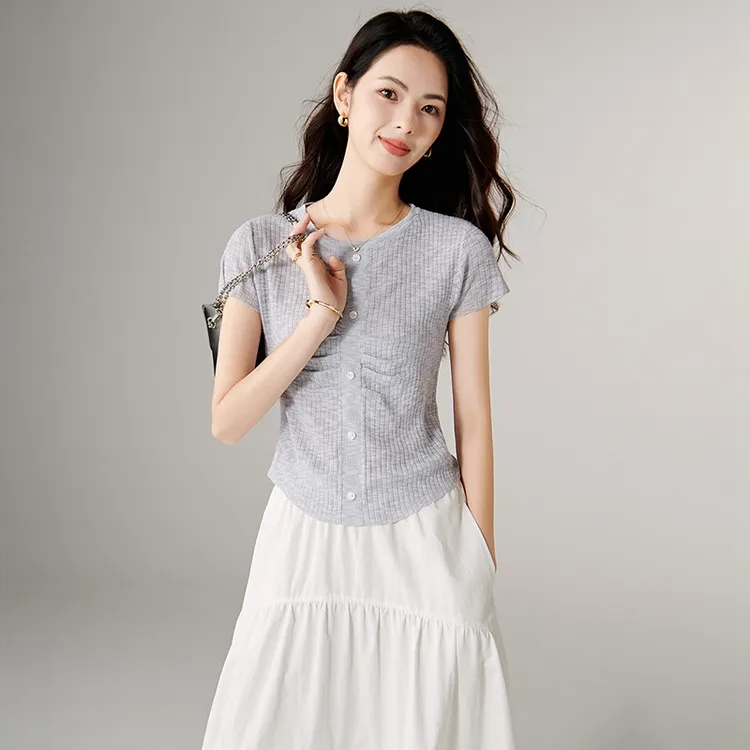 【新品】【超显瘦】2025短袖针织衫女25061002