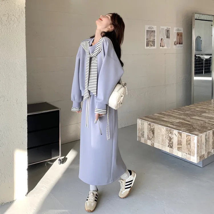 紫色高级感休闲卫衣套装女2025早秋新款温柔减龄上衣半身裙两件套