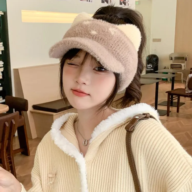 2025年冬天帽子女款保暖秋冬新款防风寒针织毛线帽冬季跑步鸭舌帽