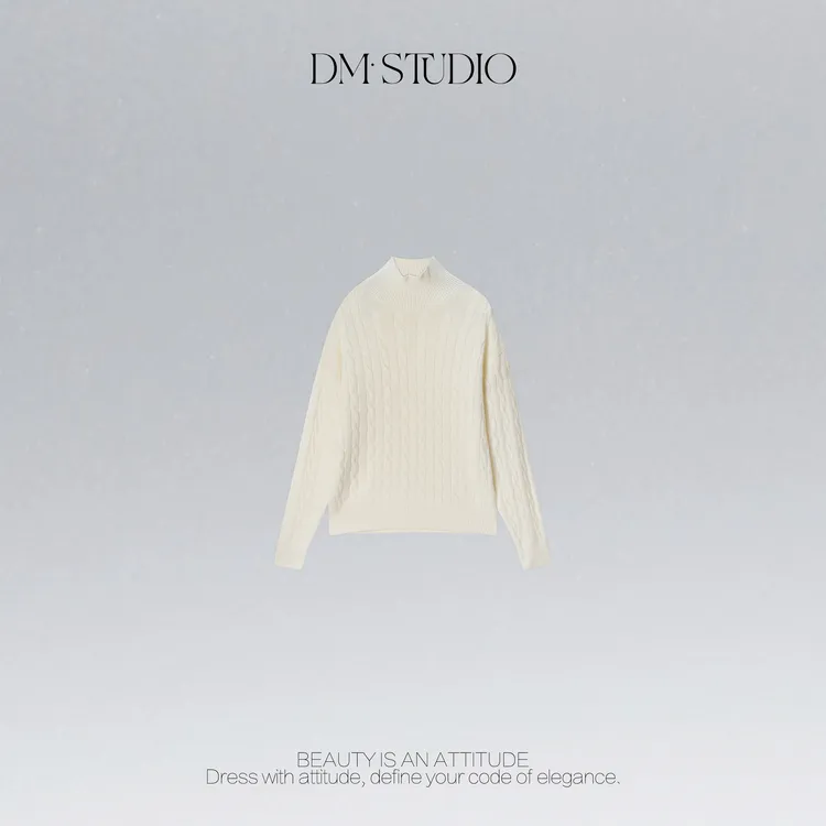 DEDM•STUDIO/慵懒感绵羊毛山羊绒混纺高领针织毛衣2507MY/5525