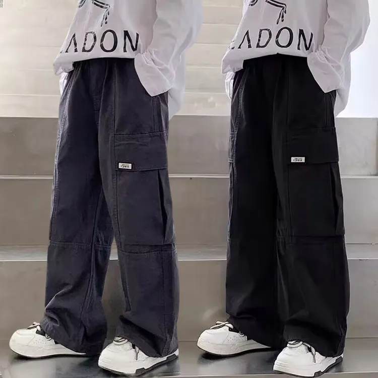 男童裤子春季2025儿童宽松工装裤新款中大童男孩春秋款直筒休闲裤