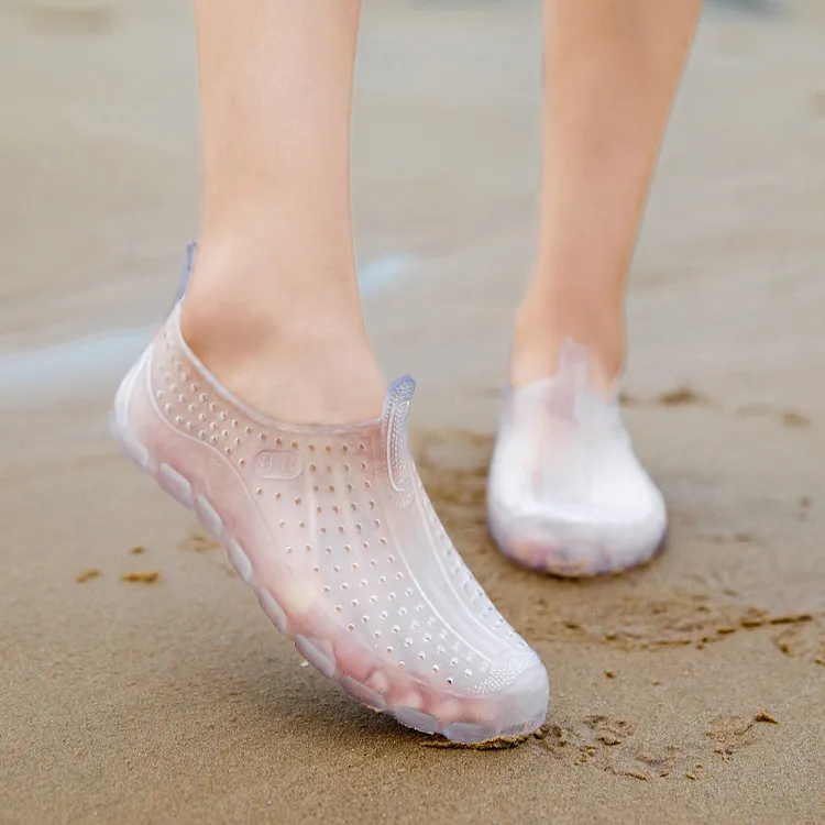 亲子户外防水雨鞋四季沙滩男士雨鞋中小儿童涉水雨鞋透明简约水鞋