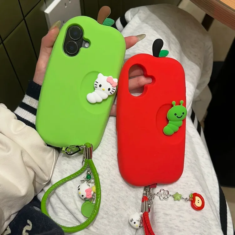 苹果|毛毛虫kitty猫苹果卡通适用iPhone17可爱立体女款硅胶手机壳