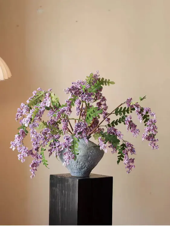 紫色槐蕊仿真花假花摆设高级感逼真轻奢高端民宿客厅前台装饰