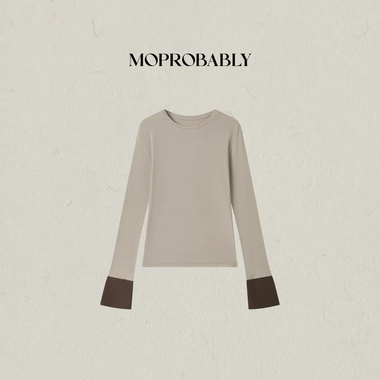 Moprobably李予诺「踪迹打底」"100%棉"时尚百搭针织T恤L5347105