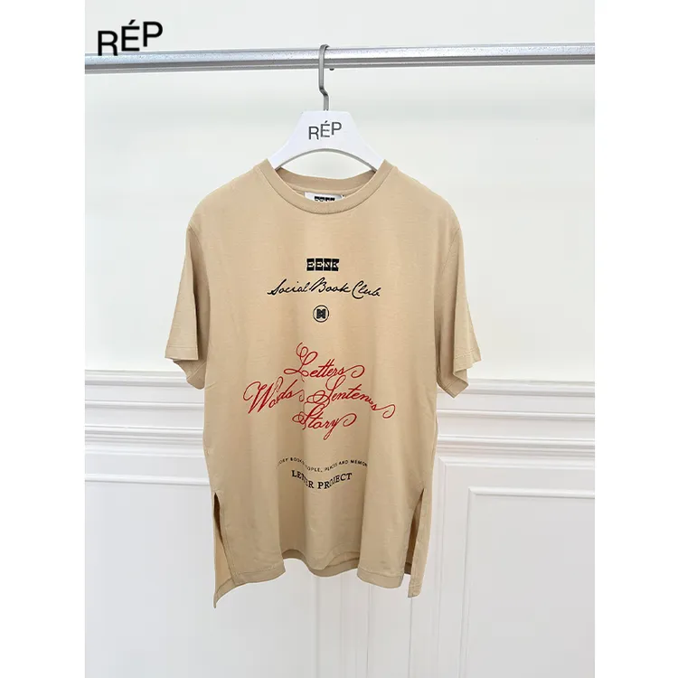 【5折现货】REP-EENK设计师品牌米色字母logo短袖T（特价NO退换）