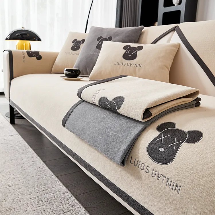 雪尼尔沙发垫四季通用沙发罩盖布防滑简约沙发套罩全包高级感坐垫