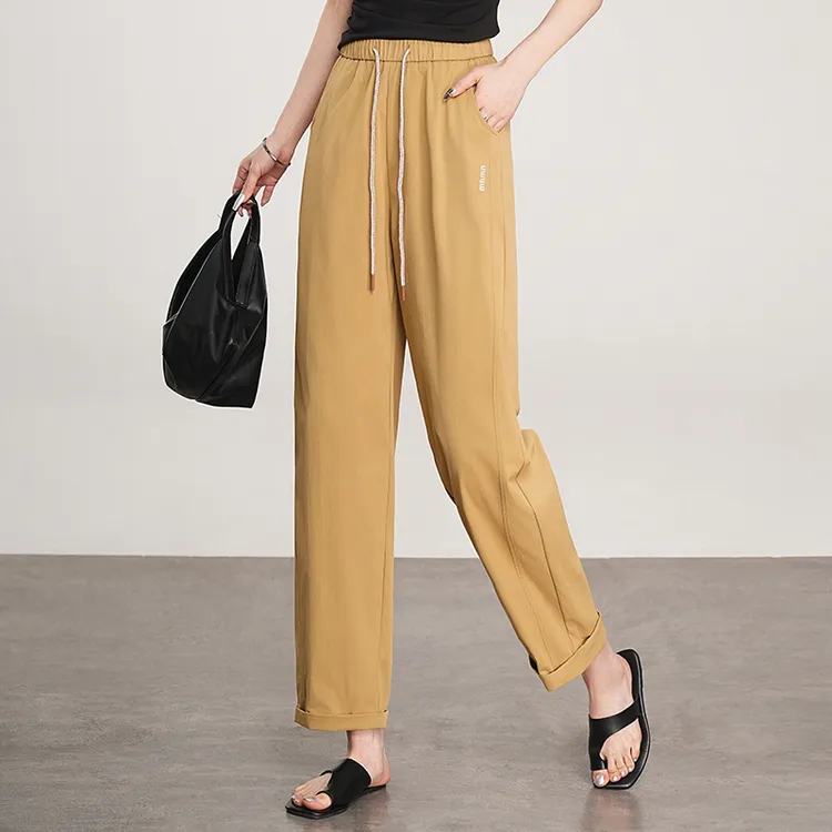 九分哈伦裤女春夏2025新款高腰宽松显瘦百搭直筒休闲萝卜老爹裤子