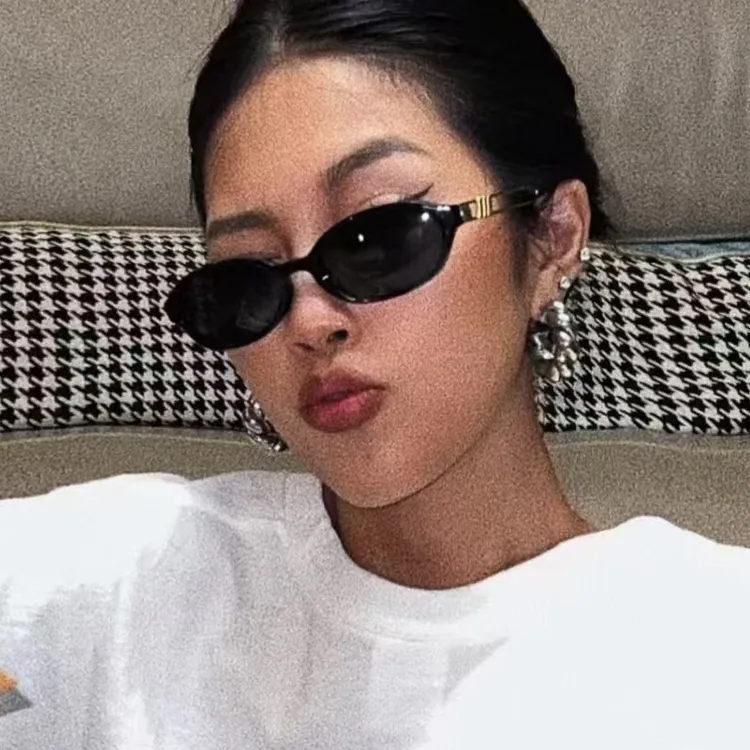 博主同款墨镜女ins高级感时尚素颜太阳镜椭圆小框猫眼眼镜