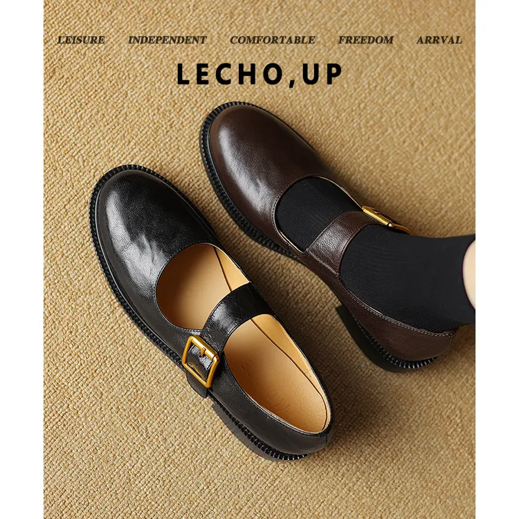 真皮粗跟玛丽珍小皮鞋女英伦风2025春季新款单鞋圆头乐福鞋学院风